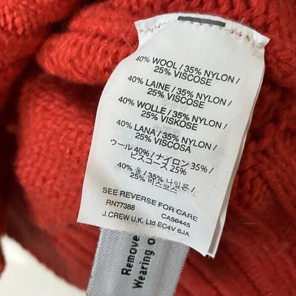 J.Crew Wool Blend Red Knit Sweater Oversized Womens Large Holiday Christmas - Picture 6 of 6